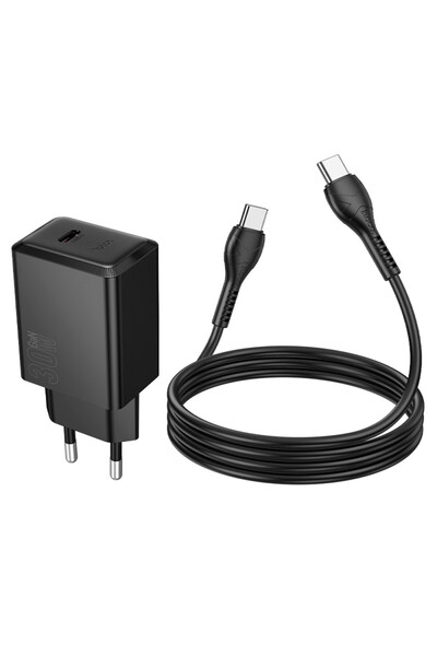 REDz Accessories Adaptor HOCO N70 cu cablu Type-C 1M, compatibil cu iPhone 15/16 și Android, putere 30W, negru