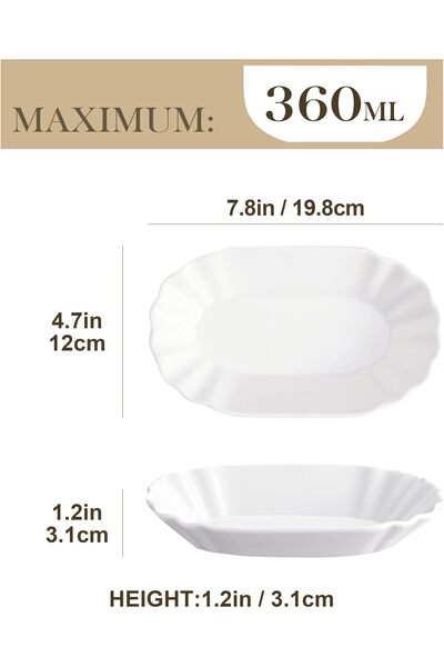 Malacasa Porcelain serving platter, 8 pieces 20 x 12 cm, serving plate for appetizers, desserts