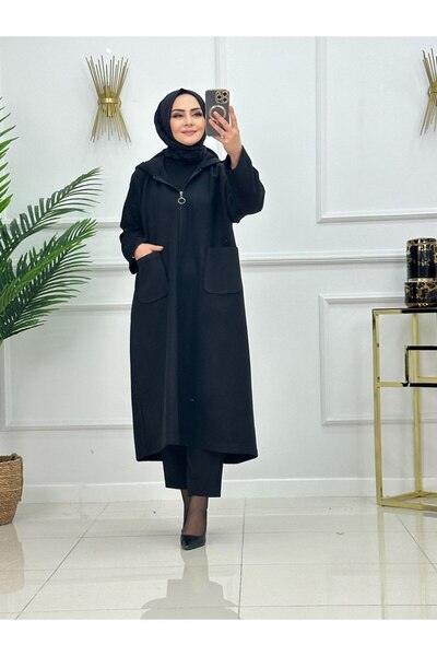 Enans Design Women's Hijab Coat Hooded Cashmere Coat