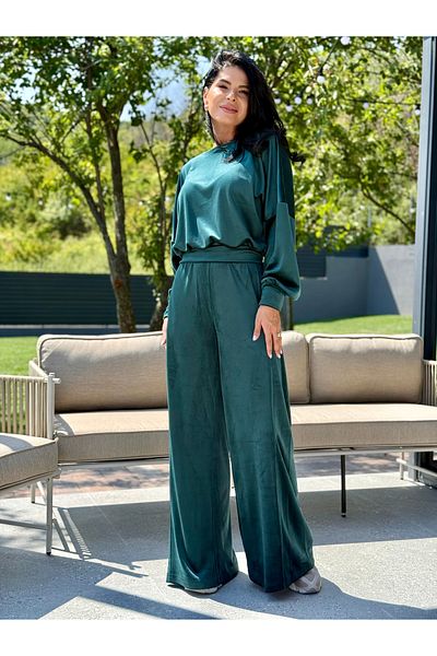 RAMONA BADESCU EXCLUSIVE Women's velvet set - loose blouse and wide pants