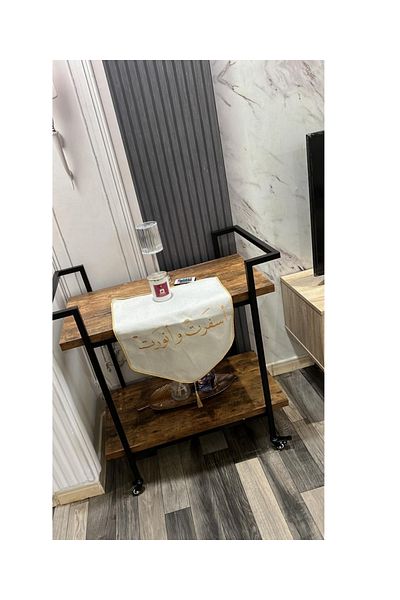 private house 2-Tier Wooden Tea and Coffee Serving Trolley