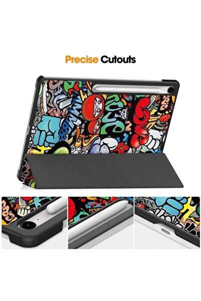 SKYDDAR INNOVATION Husă pentru tabletă Samsung Galaxy Tab S10 FE Plus, suport MultiAngle, FoldPro, stil urban, set autocolante