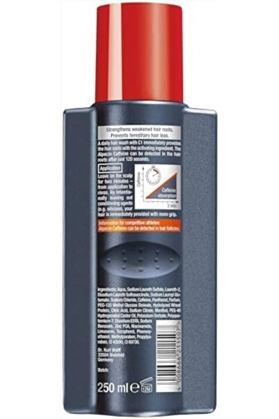 ALPECİN Caffeine Shampoo C1 - Anti Hair Loss for Men, Set of 3 x 250ml
