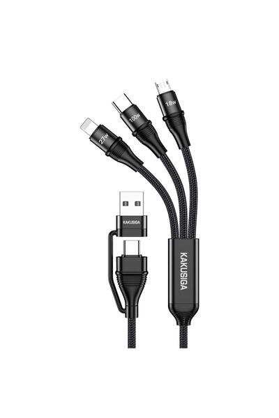 REDz Accessories Cablu 5 în 1 KSC-989, Tip-C/USB la 3 conectori, Putere 100W,...