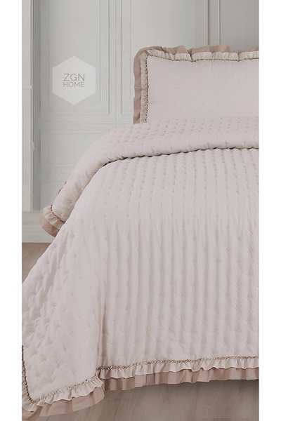 Çapa Home River Pleated Ultrasonic Cream Bedspread
