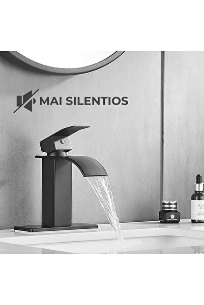 Elindor bathroom faucet, matte black finish, modern, waterfall type, one handle, for sinks