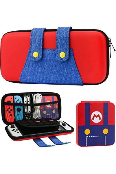 erorex حقيبة حمل بتصميم ماريو متوافقة مع نينتندو سويتش وقوالب أوليد ومجموعة ملحقات محمولة