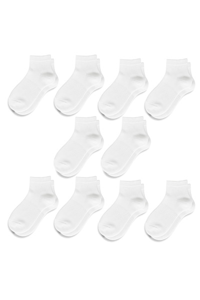 turtees Kids Ankle Socks, Soft Fabric, Ages ranging 3-14, 10 or 20 Pairs, Black or White, Moisture Control