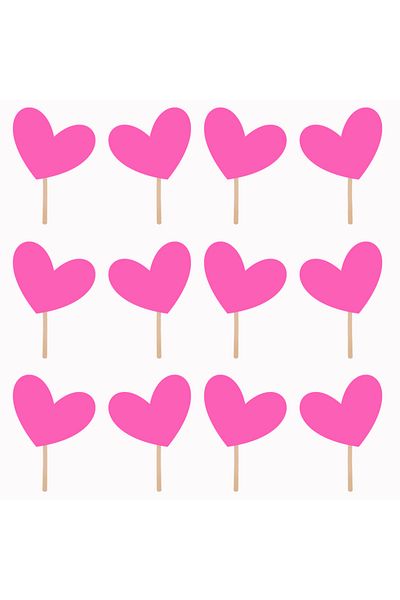 Bita Decorations Cupcake/cake accessories set, 30 pcs, Pink Heart theme, Photo Paper Glossy
