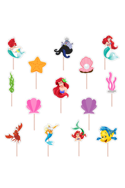 Bita Decorations Cupcake/cake accessories set, 12 pcs, Ariel theme, Photo Paper Glossy