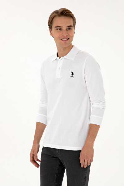 U.S. Polo Assn. Men's Regular Fit Polo Neck White Basic Sweatshirt 50307757-V...