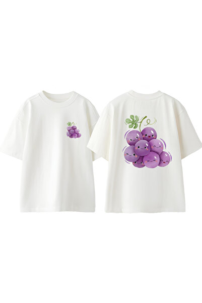 Anetos Грозде Дизайн На гърба отпечатан памук Бяла Овърсайз тениска