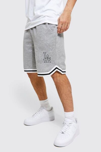 Deep sense شورت رجالي من القطن الممشط باللون الرمادي لكرة السلة وكرة القدم واللياقة البدنية والتمارين الرياضية والجري LA