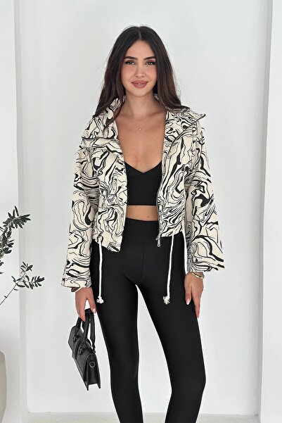 AsprinFashion Jachetă din gabardină cu model și căptușită în interior