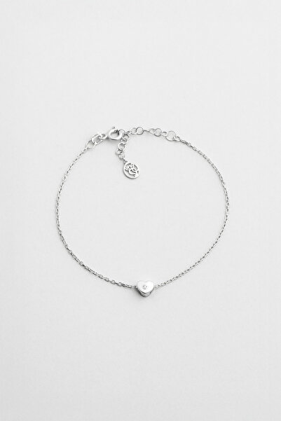 So CHIC... Little Love 18 Ayar Beyaz Altın Kaplama 19 Cm Gümüş Bileklik
