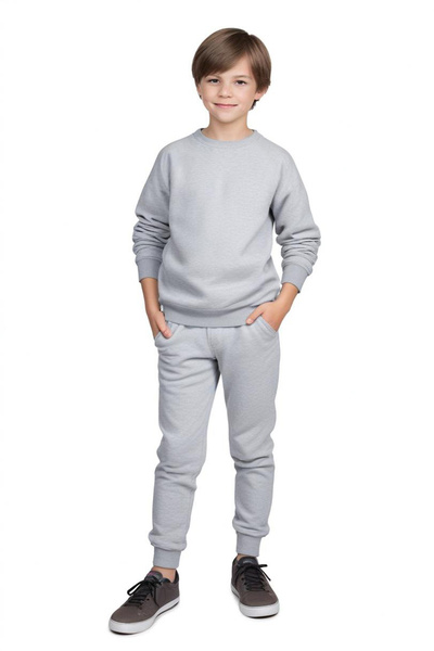 FYK KİDS 2-Piece Plain Unprinted Round Neck Boys Tracksuit Set