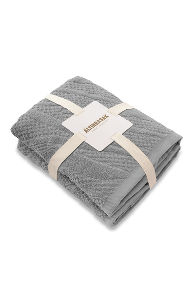 Altınbaşak Kali 100% Cotton 2-Piece Hand Towel Set 50X90 Gray