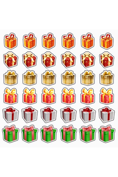 Bita Decorations Cupcake/cake accessory set, 30 pcs, Christmas Gifts theme, Photo Paper Glossy