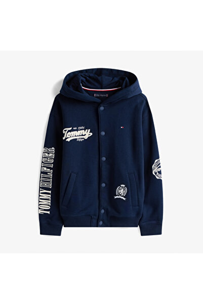 Tommy Hilfiger Varsity Graphic Snap Button Çocuk Lacivert Sweatshirt