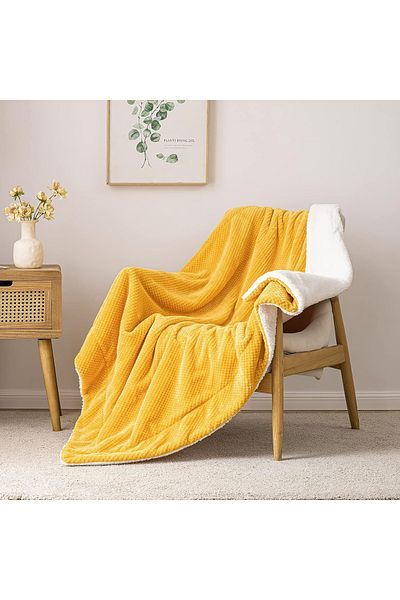OEM Thick, soft, lightweight, double-sided blanket, white, yellow 150x200 cm