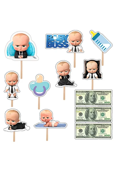 Bita Decorations Cupcake/cake accessory set, 12 pcs, Baby Boss theme Type 1, Photo Paper Glossy