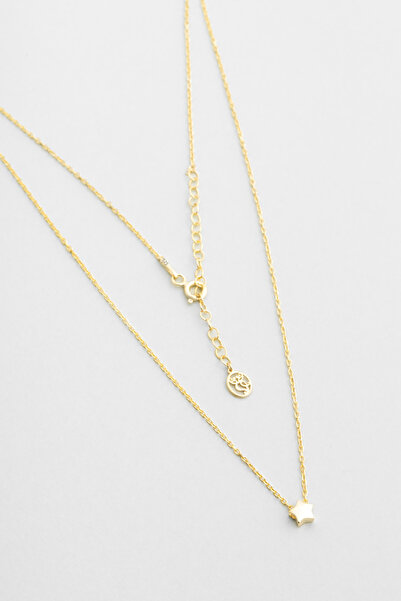 So CHIC... Little Star 18 Ayar Sarı Altın Kaplama 44 Cm Gümüş Kolye