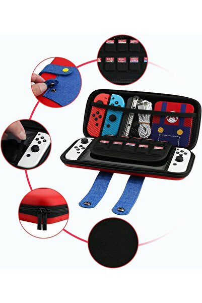 erorex حقيبة حمل بتصميم ماريو متوافقة مع نينتندو سويتش وقوالب أوليد ومجموعة ملحقات محمولة