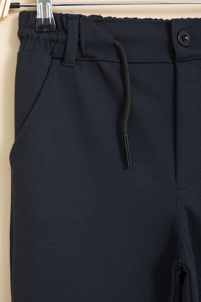 Cansın Mini Lacivert Erkek Çocuk Duble Paça Beli Lastikli Basic Kumaş Pantolon 21421