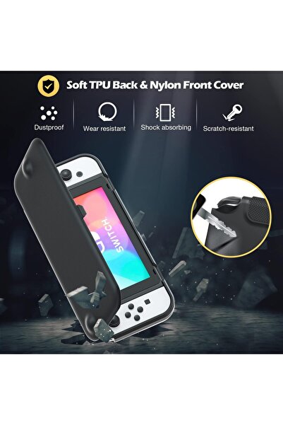 erorex Nintendo Switch Oled 2021 Flip Case 2 Pack Tempered Glass Screen Protectors Flip Case Magnetically