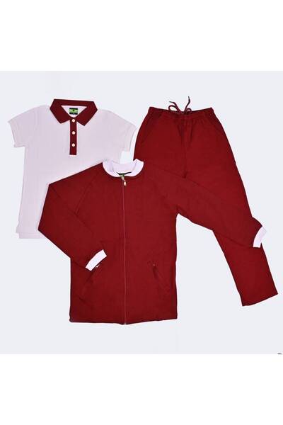 HAWRAA Maroon school sports kit with polo shirt for boys and girls