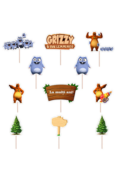 Bita Decorations Set accesorii brioșe/ tort, 11 buc, tematică Grizzy and the ...