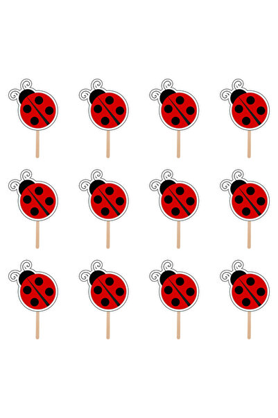 Bita Decorations Set accesorii brioșe/ tort, 30 buc, tematică Buburuza, Photo...