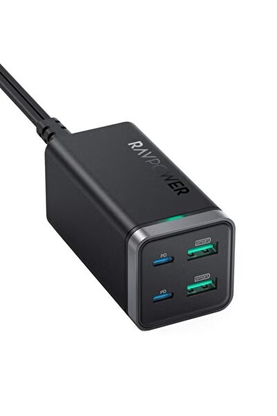 RavPower قاعدة شحن بقوة 65 وات و4 منافذ شحن