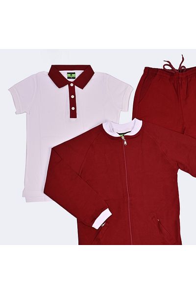HAWRAA Maroon school sports kit with polo shirt for boys and girls
