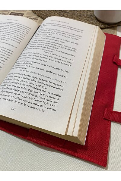 DUTTDİKİM Wick Water Repellent Fabric Book Bag – Red, Floral and Library Design