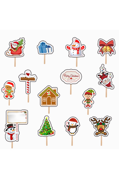 Bita Decorations Set accesorii brioșe/ tort, 14 buc, tematică Craciun Model 3...