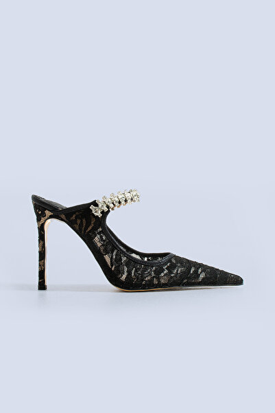 Tacchi Serephine Lace Black Mules 100