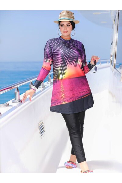 SWAN.AE Burkini, Landscape, 3 pieces, Blouse, Pants, Cap, Quick-dry Lycra