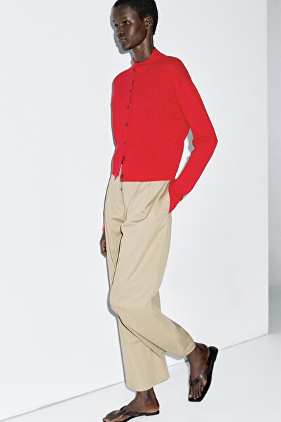 Massimo Dutti Dik yaka yün ve keten hırka