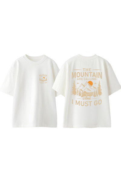 Anetos Tricou supradimensionat alb din bumbac cu imprimeu pe spate The Mounta...