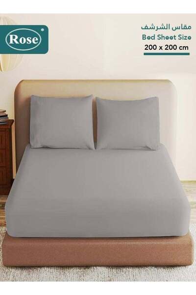 Rose Luxurious Plain Fitted Sheet with Deep Pockets and Pillow Cases, Bed Sheet 3-Pieces Set, Soft &