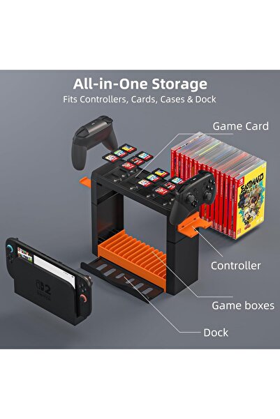 erorex حامل تخزين متعدد الوظائف لمنصة سويتش 2 وحامل أقراص بطاقات الألعاب العالمي لجهاز نينتندو سويتش
