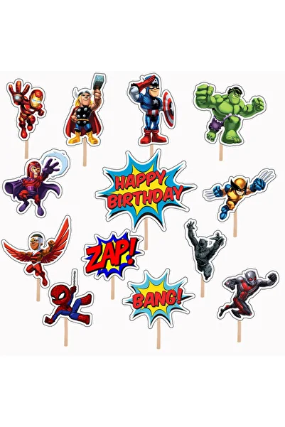 Bita Decorations Cupcake/cake accessory set, 13 pcs, Marvel Heroes theme Type 2, Photo Paper Glossy