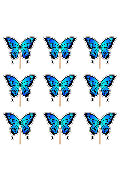 Bita Decorations Cupcake/cake accessory set, 9 pcs, Butterfly theme Type 3, Photo Paper Glossy
