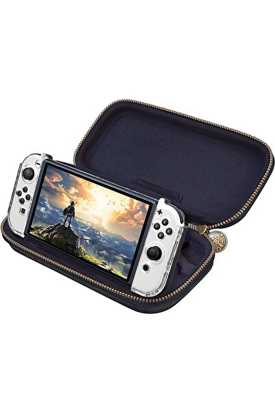 erorex حافظة Zelda Nintendo Switch OLED مع حامل عرض قابل للتعديل وحافظات ألعاب إضافية ومقبض حمل فاخر