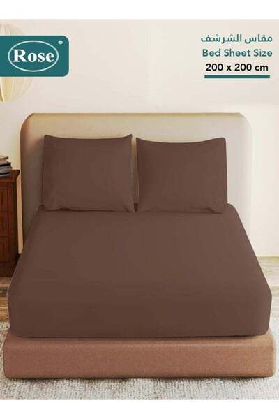 Rose Luxurious Plain Fitted Sheet with Deep Pockets and Pillow Cases, Bed Sheet 3-Pieces Set, Soft &