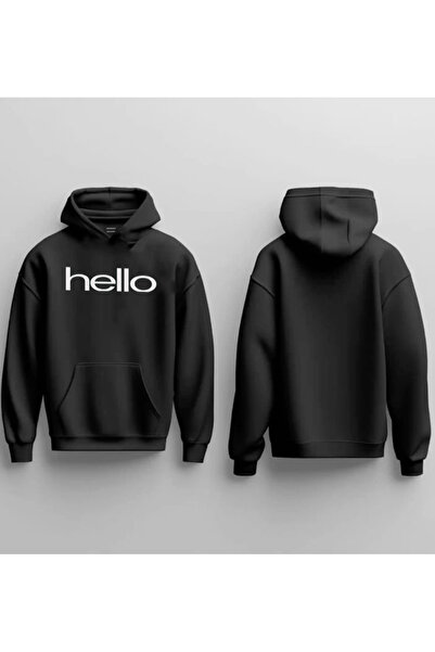 Sebesta Fashion New Season Hello Printed 3 Thread Cotton Hooded Sweatshirt Se...