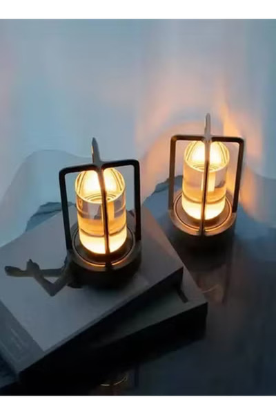 Taimi Pack of 2 Rechargeable Cordless LED Lamp,3-Colour Infinitely Dimming Battery Powered Small,Black