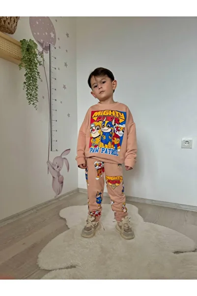 jeliboomkidswear Boys' Paw Patrol Printed Seasonal 3-Thread Unbrushed Bottom and Top 2-Piece Set