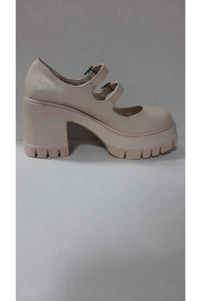 bescobel Women's Oxford Yorna 10 cm Heel Beige Skin Shoes